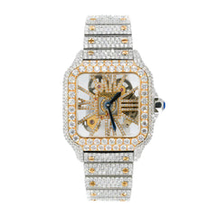 CS SKELETON TWO-TONE | Stainless Steel 41mm Moissanite Watch |20CT