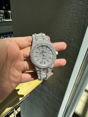 Stainless Steel Automatic Movement 41mm 26 Carat Moissanite Watch fully bussdown