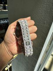 Stainless Steel Automatic Movement 41mm 26 Carat Moissanite Watch fully bussdown