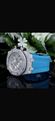 Luxury Iced Out Automatic Half Done Moissanite Watch