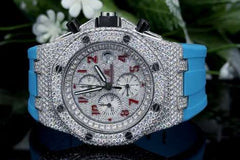 Luxury Iced Out Automatic Half Done Moissanite Watch