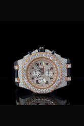 Luxury Iced Out Automatic Half Done Moissanite Watch