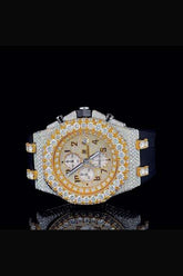 Luxury Iced Out Automatic Half Done Moissanite Watch