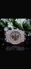 Luxury Iced Out Automatic Half Done Moissanite Watch