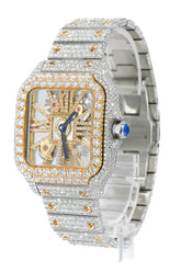 CS SKELETON TWO-TONE | Stainless Steel 41mm Moissanite Watch |20CT