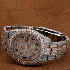 Custom Made Stainless Steel 41mm 26 Carat Moissanite Watch