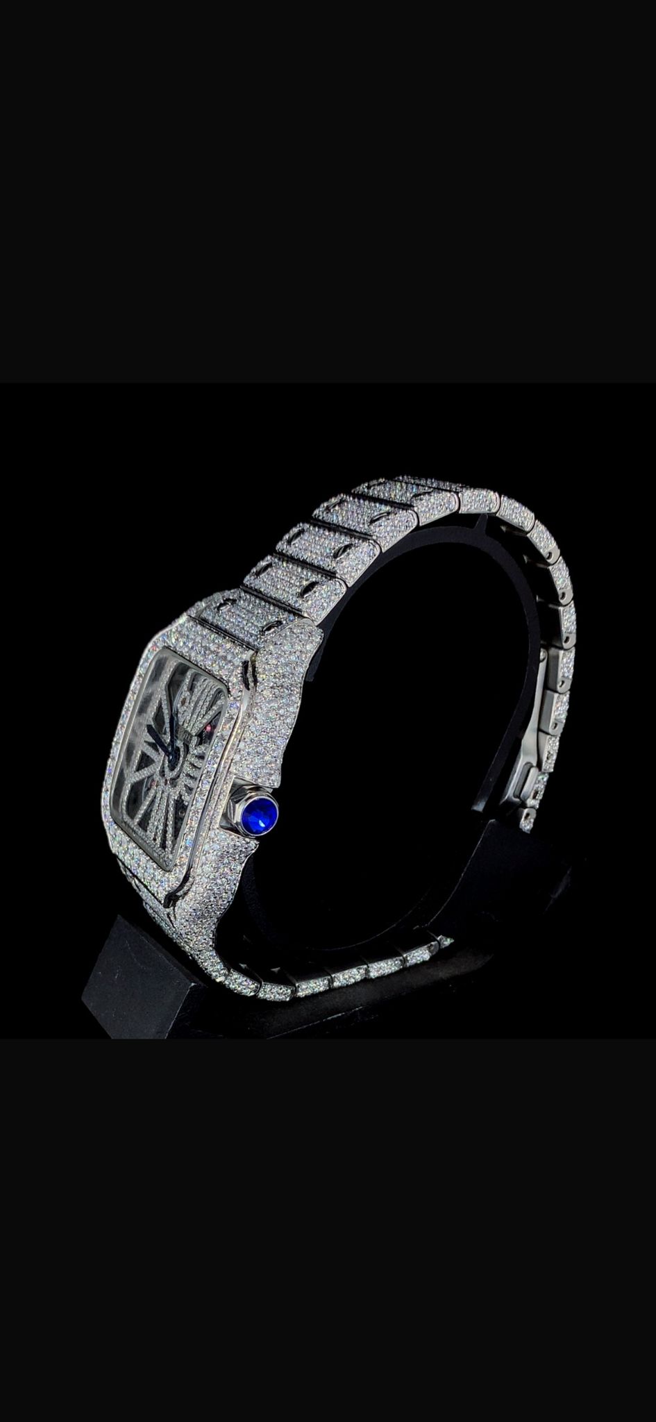 Stainless Steel 41mm Moissanite Watch