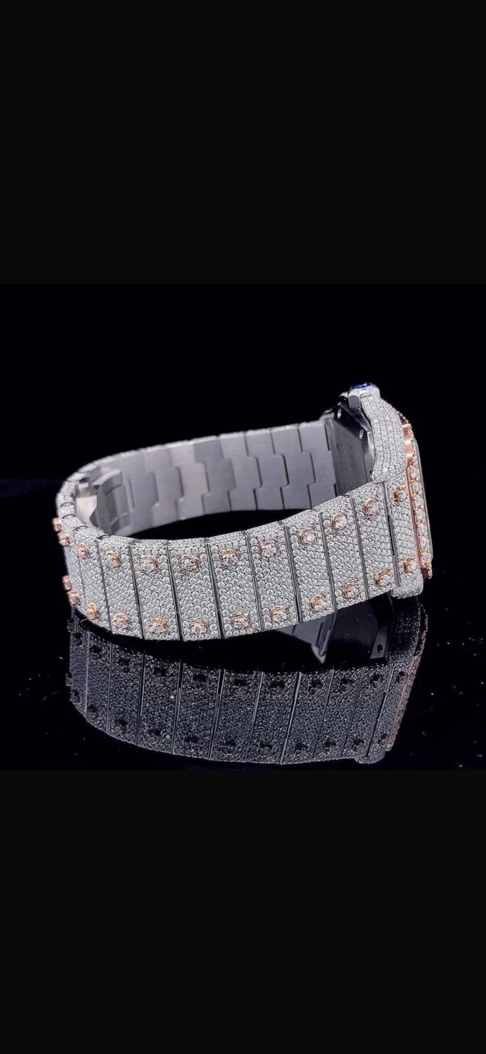 Stainless Steel 41mm 26 Carat Moissanite Watch