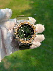 Luxury Iced Out G-Shock Automatic Half Done Moissanite Watch