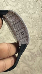 Ravishing Iced Out Black Color Belt Automatic Moissanite Watch For Men