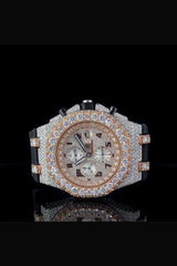 Luxury Iced Out Automatic Half Done Moissanite Watch